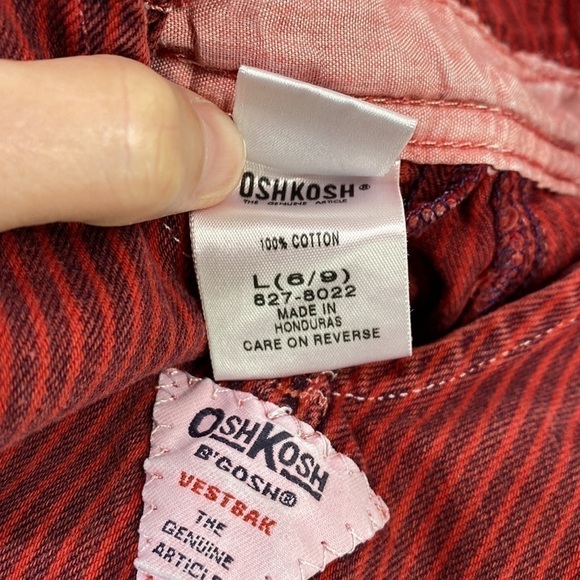 Vintage OshKosh B'Gosh Conductor Red Railroad Overalls Boys 6-9 Months - Picture 5 of 6